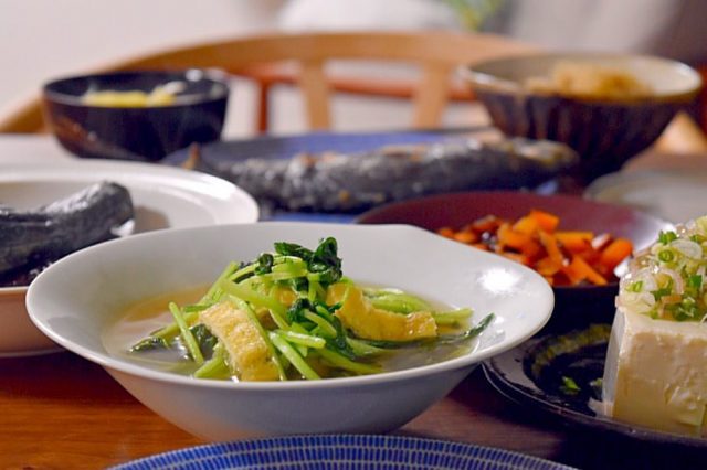 時短おかず！水菜と揚げの煮びたし