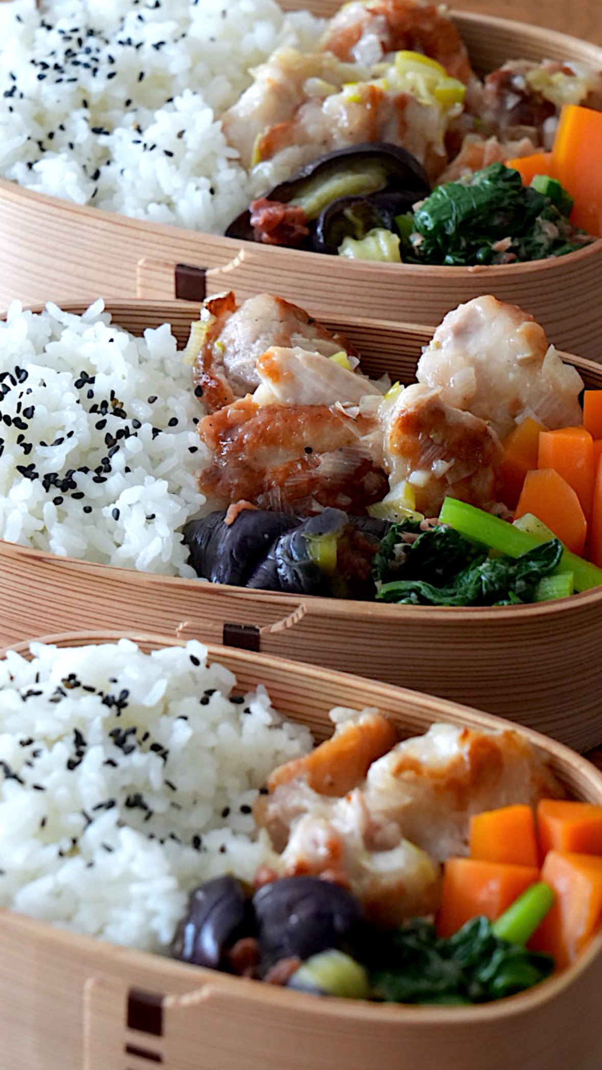きのうの曲げわっぱ弁当：鶏肉のねぎ塩ダレ
